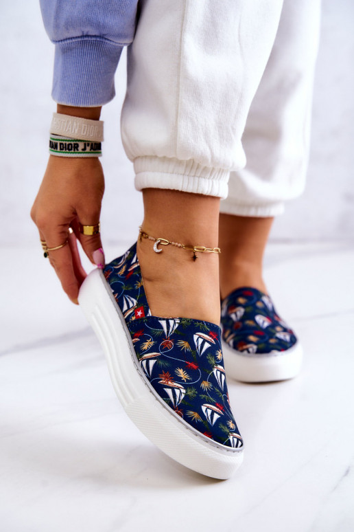 Women's Sneakers Slip On Memory Foam Big Star JJ276016 Navy blue Women's Sneakers Slip On Memory Foam Big Star JJ276016 Navy blue