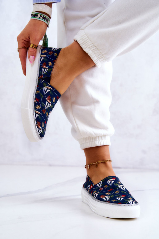 Women's Sneakers Slip On Memory Foam Big Star JJ276016 Navy blue Women's Sneakers Slip On Memory Foam Big Star JJ276016 Navy blue