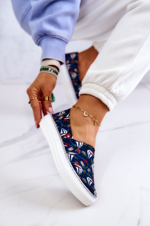 Women's Sneakers Slip On Memory Foam Big Star JJ276016 Navy blue Women's Sneakers Slip On Memory Foam Big Star JJ276016 Navy blue