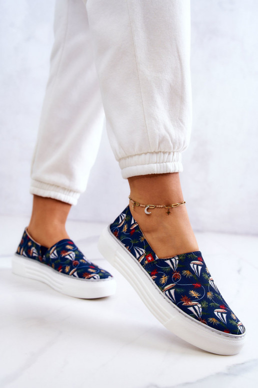 Women's Sneakers Slip On Memory Foam Big Star JJ276016 Navy blue Women's Sneakers Slip On Memory Foam Big Star JJ276016 Navy blue