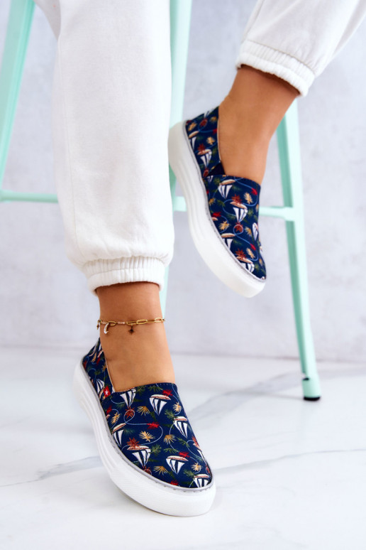 Women's Sneakers Slip On Memory Foam Big Star JJ276016 Navy blue Women's Sneakers Slip On Memory Foam Big Star JJ276016 Navy blue