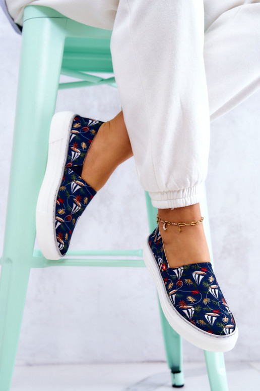 Women's Sneakers Slip On Memory Foam Big Star JJ276016 Navy blue Women's Sneakers Slip On Memory Foam Big Star JJ276016 Navy blue