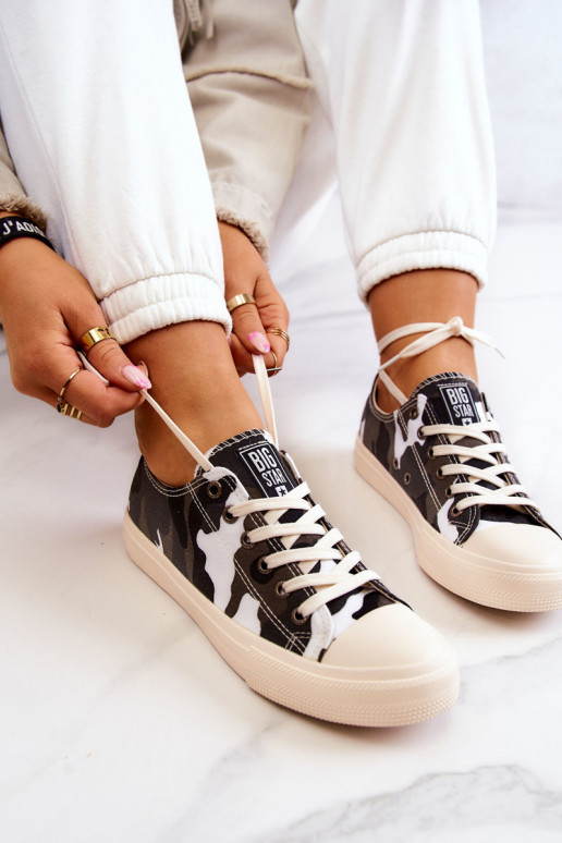 Women's Material Sneakers Camo BIG STAR JJ274237 White-Gray Women's Material Sneakers Camo BIG STAR JJ274237 White-Gray