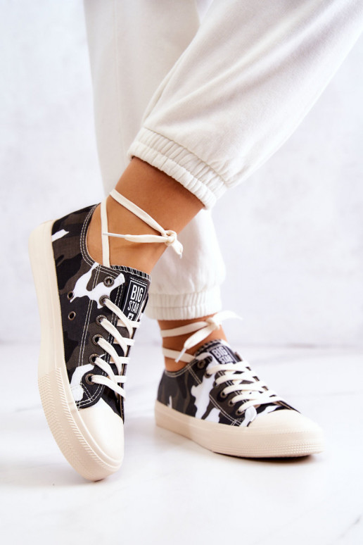 Women's Material Sneakers Camo BIG STAR JJ274237 White-Gray Women's Material Sneakers Camo BIG STAR JJ274237 White-Gray