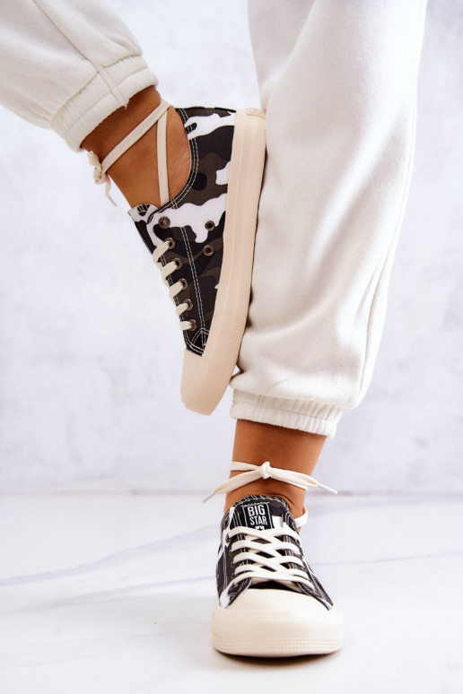 Women's Material Sneakers Camo BIG STAR JJ274237 White-Gray Women's Material Sneakers Camo BIG STAR JJ274237 White-Gray