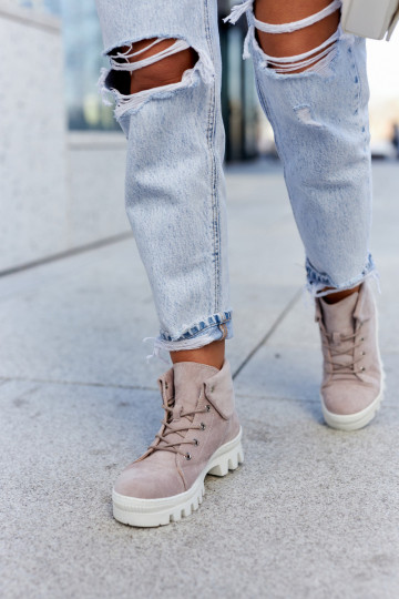 Suede Trapper Boots Tiered Light purple Dalles 2