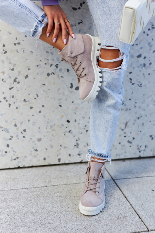 Suede Trapper Boots Tiered Light purple Dalles Suede Trapper Boots Tiered Light purple Dalles