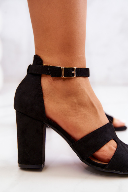 Fashionable Suede High Heels Sandals Black Aubrey Fashionable Suede High Heels Sandals Black Aubrey