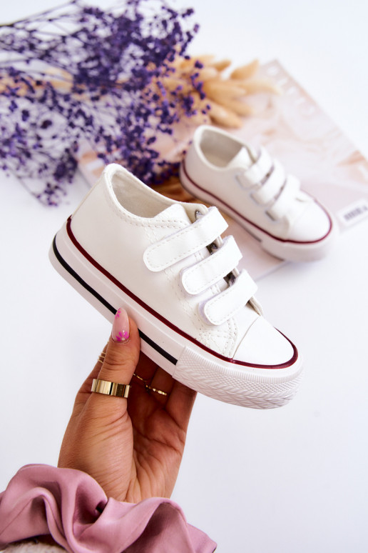 Children's Leather Sneakers With Velcro White Foster Children's Leather Sneakers With Velcro White Foster