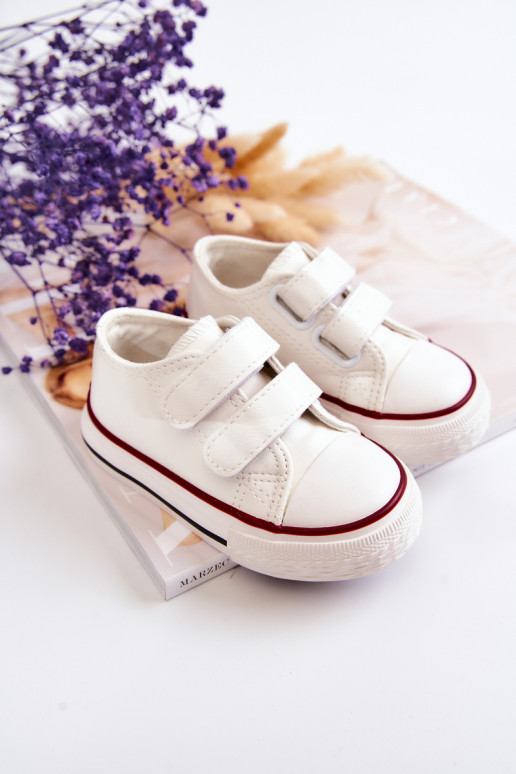 Children's Leather Sneakers With Velcro White Foster Children's Leather Sneakers With Velcro White Foster
