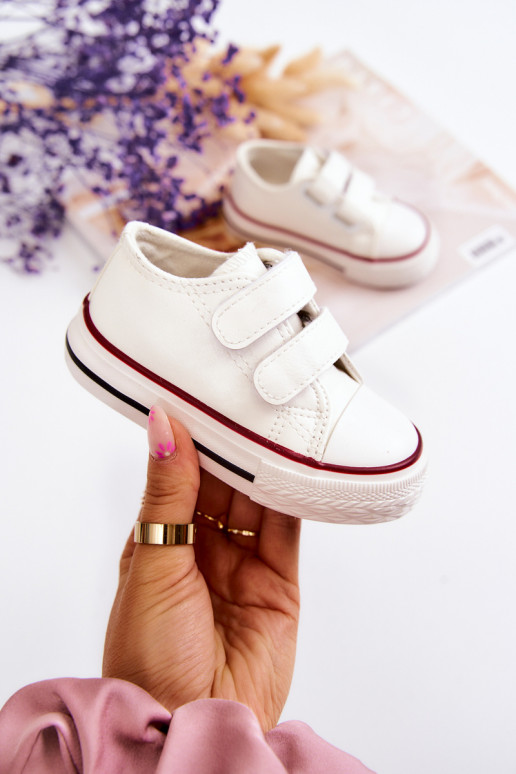 Children's Leather Sneakers With Velcro White Foster Children's Leather Sneakers With Velcro White Foster