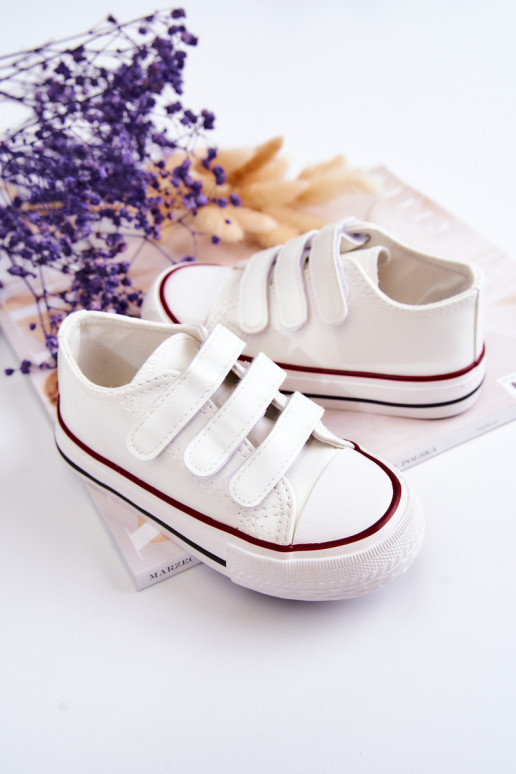 Children's Leather Sneakers With Velcro White Foster Children's Leather Sneakers With Velcro White Foster