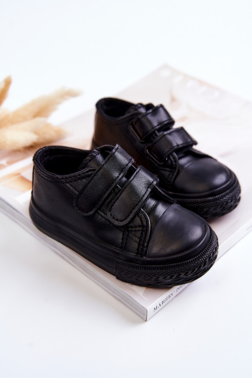 Children's Leather Sneakers With Velcro Black Foster Children's Leather Sneakers With Velcro Black Foster
