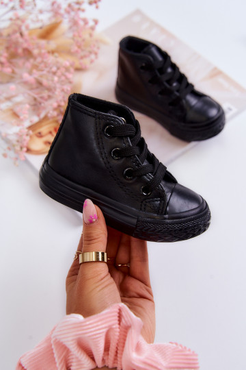 Children's Leather High Sneakers Black Marney