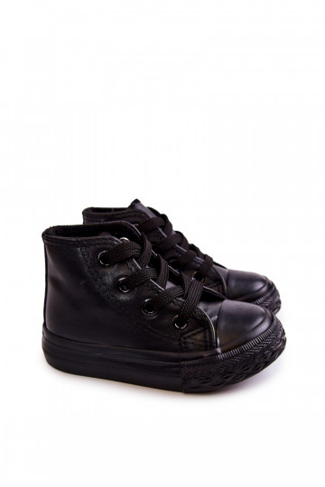 Children's Leather High Sneakers Black Marney 2