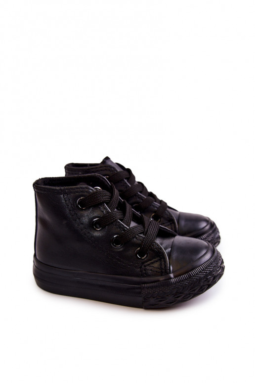 Children's Leather High Sneakers Black Marney Children's Leather High Sneakers Black Marney