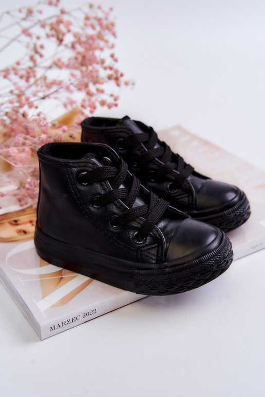 Children's Leather High Sneakers Black Marney Children's Leather High Sneakers Black Marney