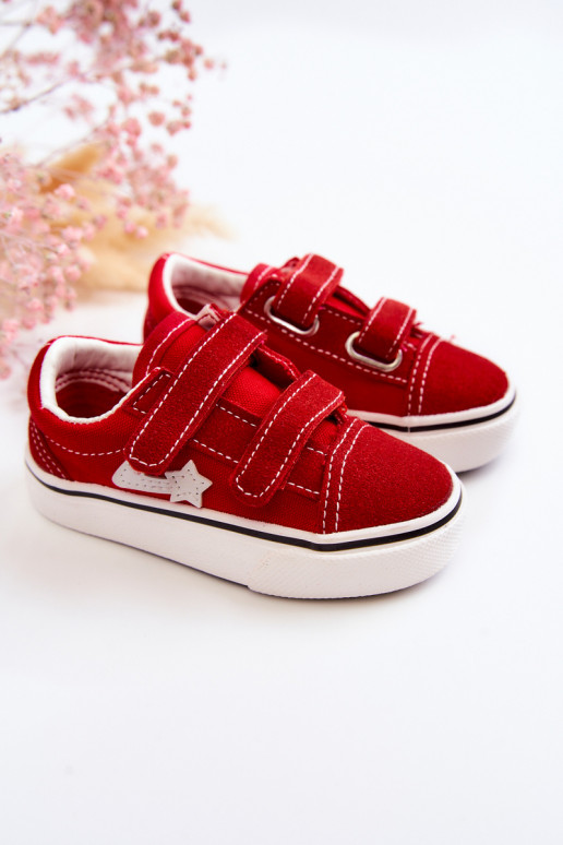 Classic Children's Sneakers With Velcro Red Phiris