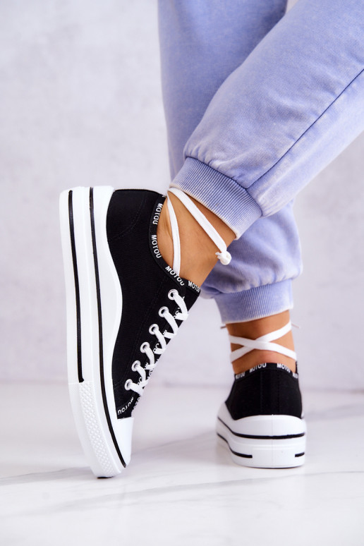 Women's Tied Sneakers Black Menifee Women's Tied Sneakers Black Menifee