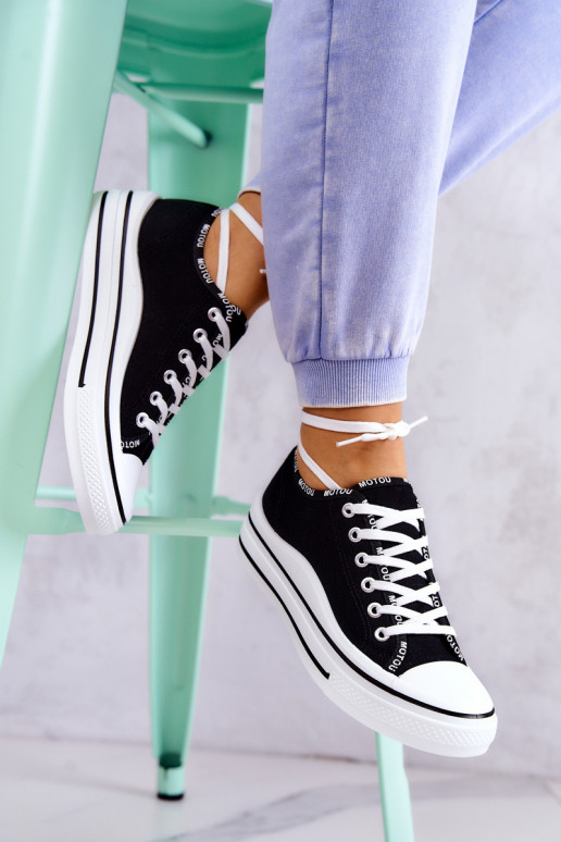 Women's Tied Sneakers Black Menifee Women's Tied Sneakers Black Menifee