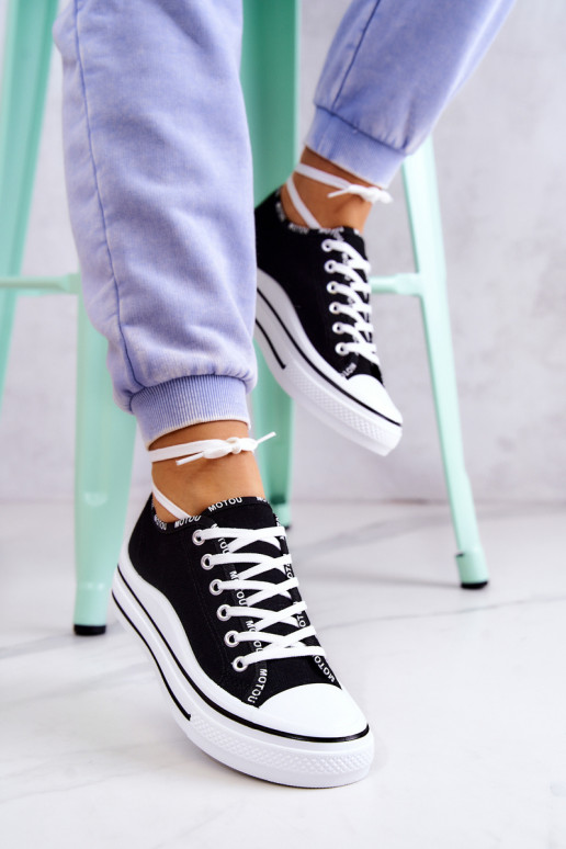 Women's Tied Sneakers Black Menifee Women's Tied Sneakers Black Menifee