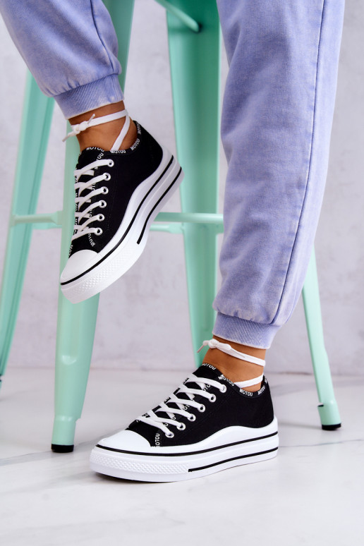 Women's Tied Sneakers Black Menifee Women's Tied Sneakers Black Menifee