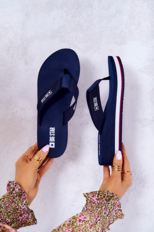Women's flip-flops on the wedge Big Star JJ274A331 Navy blue
