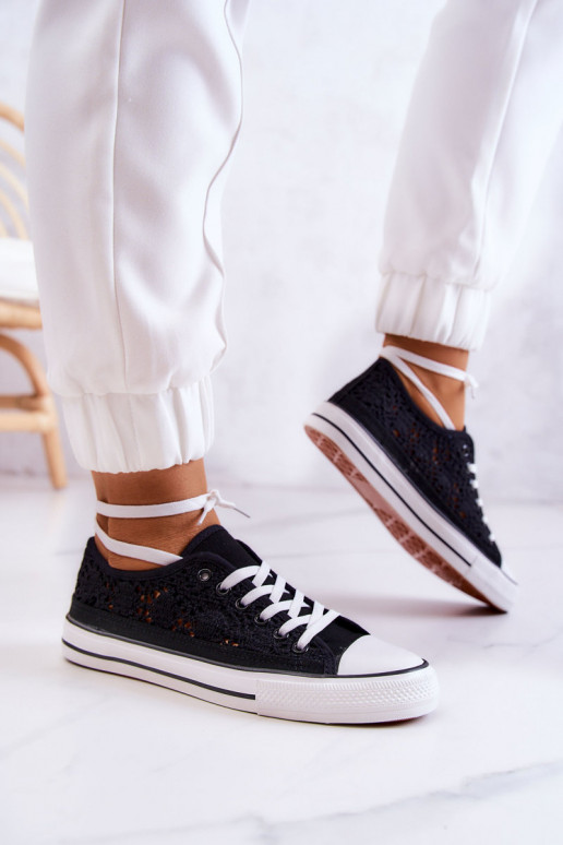 Women's fabric sneakers with openwork Black Venture