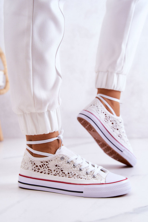 Women's fabric sneakers with openwork White Venture Women's fabric sneakers with openwork White Venture