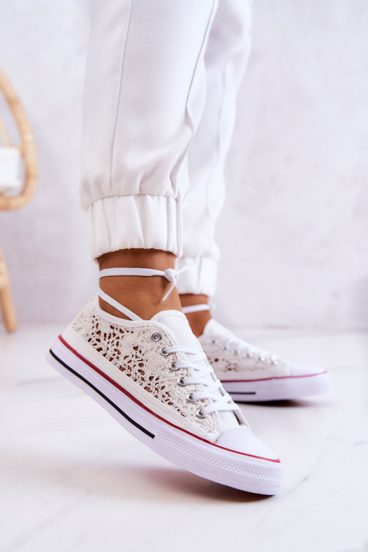 Women's fabric sneakers with openwork White Venture Women's fabric sneakers with openwork White Venture