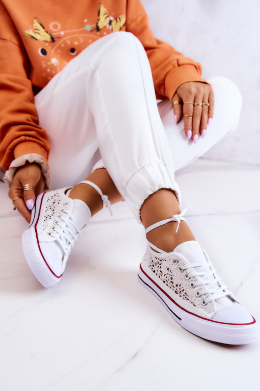 Women's fabric sneakers with openwork White Venture Women's fabric sneakers with openwork White Venture