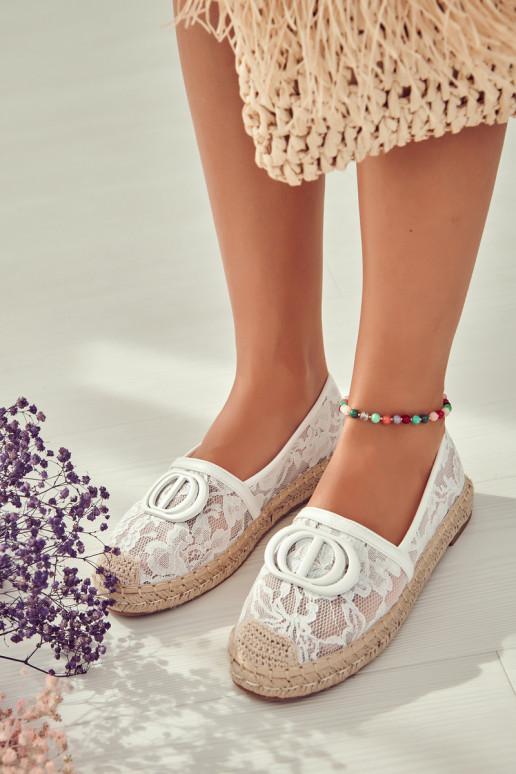 Women's Lace Espadrilles With Decoration White Summer Dream Women's Lace Espadrilles With Decoration White Summer Dream