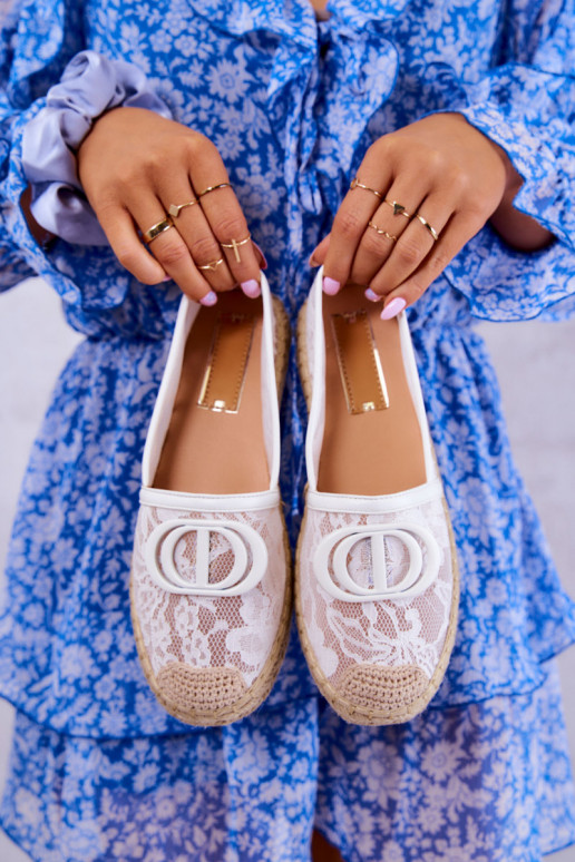 Women's Lace Espadrilles With Decoration White Summer Dream Women's Lace Espadrilles With Decoration White Summer Dream