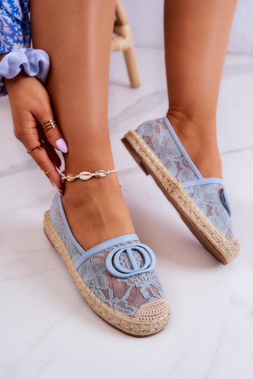 Women's Lace Espadrilles With Decoration Blue Summer Dream Women's Lace Espadrilles With Decoration Blue Summer Dream