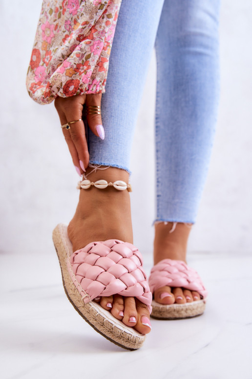 Leather Braided Slippers Big Star JJ274921 Pink Leather Braided Slippers Big Star JJ274921 Pink