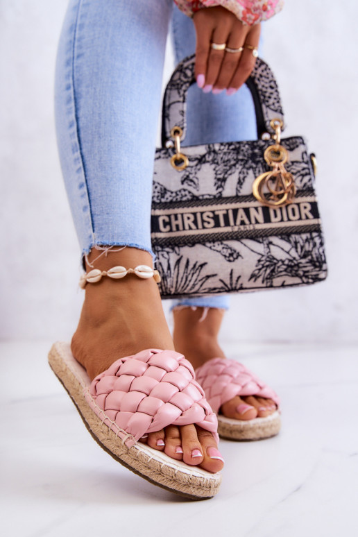 Leather Braided Slippers Big Star JJ274921 Pink Leather Braided Slippers Big Star JJ274921 Pink