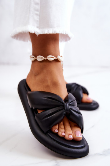 Women's Fashionable Leather Slippers Black Savirra 2