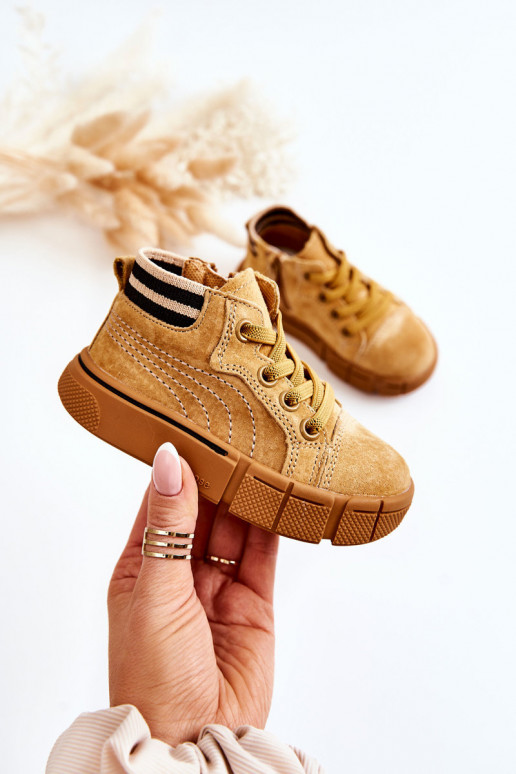 Children's High-top Sneakers With A Zipper Camel Boone Children's High-top Sneakers With A Zipper Camel Boone