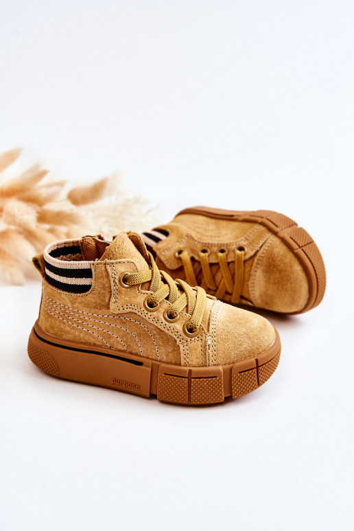 Children's High-top Sneakers With A Zipper Camel Boone Children's High-top Sneakers With A Zipper Camel Boone