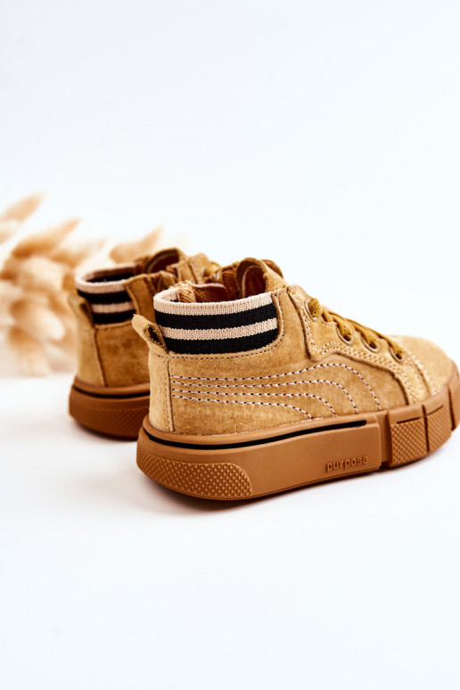 Children's High-top Sneakers With A Zipper Camel Boone Children's High-top Sneakers With A Zipper Camel Boone