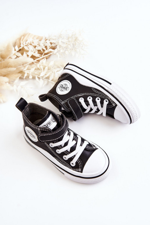 Children's Leather Sneakers With Velcro Black Bruni Children's Leather Sneakers With Velcro Black Bruni