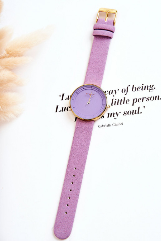 Women's Analog Suede Watch Without Nickel Ernest Purple