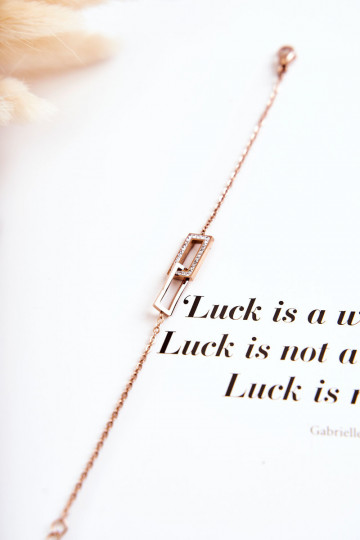 Women's Bracelet Celebrity Steel With Cubic Zirconia Rose Gold