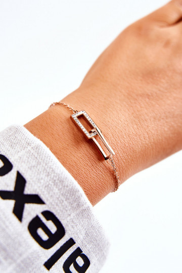 Women's Bracelet Celebrity Steel With Cubic Zirconia Rose Gold 2