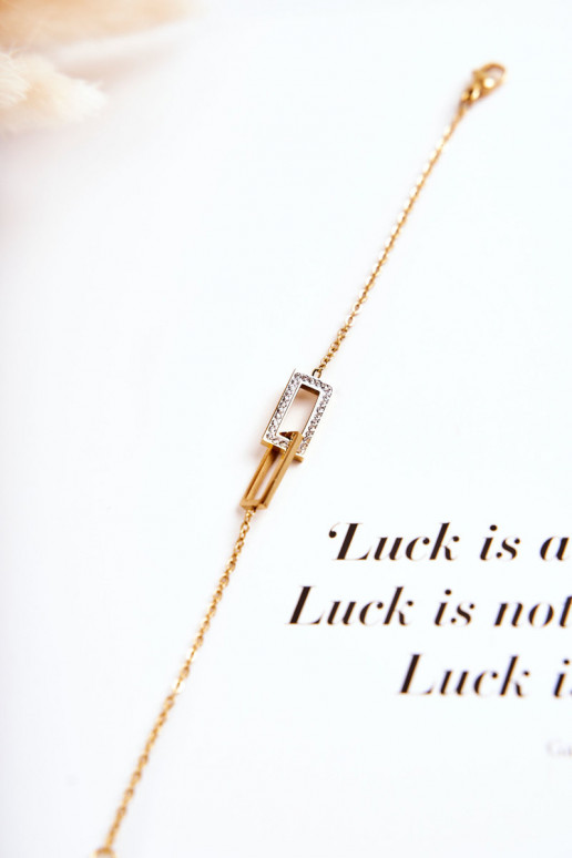 Women's Bracelet Celebrity Steel With Cubic Zirconia Gold Women's Bracelet Celebrity Steel With Cubic Zirconia Gold