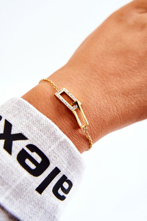 Women's Bracelet Celebrity Steel With Cubic Zirconia Gold Women's Bracelet Celebrity Steel With Cubic Zirconia Gold