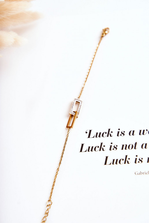 Women's Bracelet Celebrity Steel With Cubic Zirconia Gold Women's Bracelet Celebrity Steel With Cubic Zirconia Gold