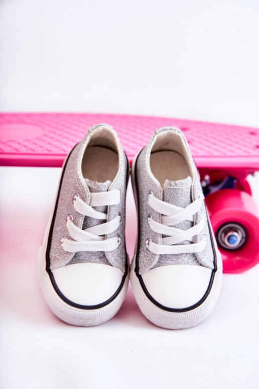 Children's Sneakers Tied Rose Silver Wella