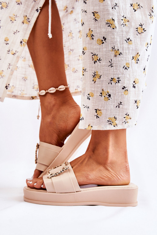 Women's Fashionable Leather Slippers Beige Adaline Women's Fashionable Leather Slippers Beige Adaline