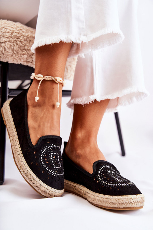 Openwork Slip-on Women's Espadrilles Black Meredith Openwork Slip-on Women's Espadrilles Black Meredith